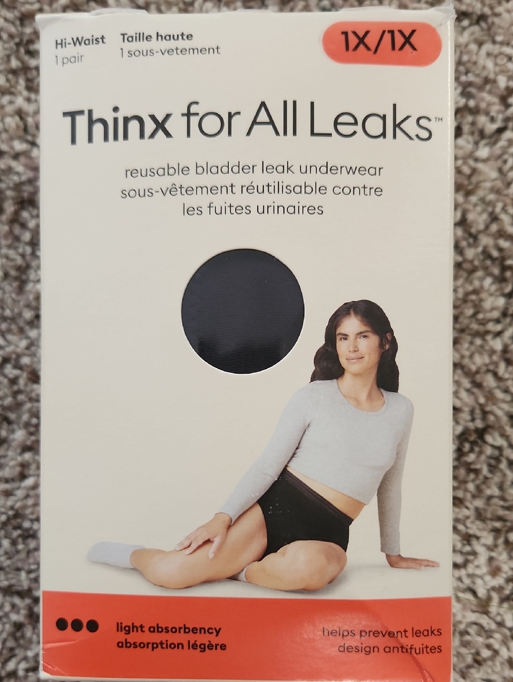 Thinx for All Leaks Hi-Waist Reusable Leakproof Panties - 1 Pair Size 1X Black